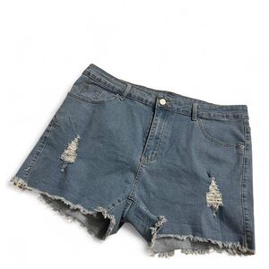 SHEIN Blue Distressed Jean Shorts